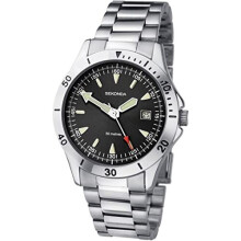 Sekonda Gents Analogue Quartz Watch with Black Dial and Silver Stainless Steel Bracelet 1930