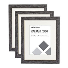 Clay Roberts Photo Picture Frames 8 x 10, Dark Grey, Pack of 3, Includes Mount for 7 x 5 Prints, Freestanding and Wall Mountable, 10x8" Picture Frame