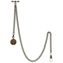 TREEWETO Pocket Watch Chain with T Bar End Piece Albert T-Bar Pocket Watch Chain with Antique Tree of Life Pendant and 2 Hooks for Vest Buttonhole
