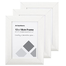 Clay Roberts Photo Picture Frames 7 x 5, White, Pack of 3, Includes Mount for 6 x 4 Prints, Freestanding and Wall Mountable, 7x5" Picture Frame Set