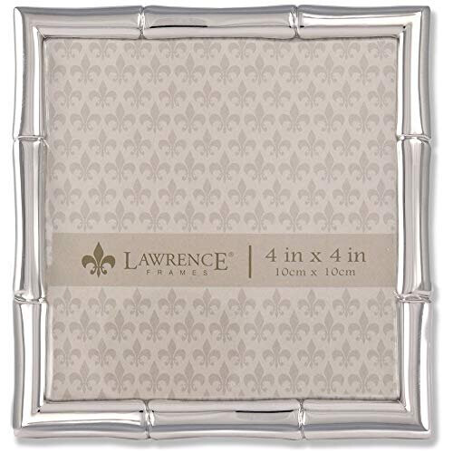 Lawrence Frames Bamboo Design Metal Frame, 4x4, Silver