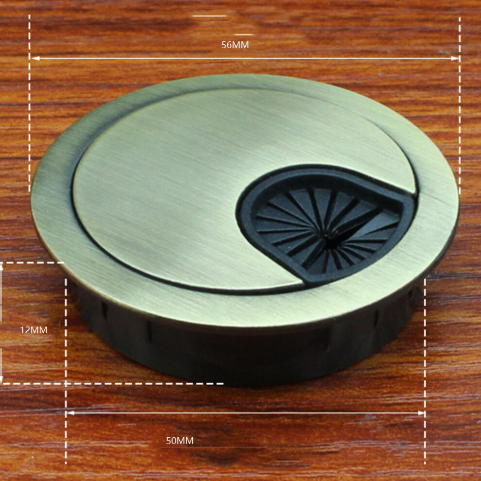80mm Computer Desk Plastic Grommet Table Cable Tidy Wire Hole Cover Brass 5Pcs