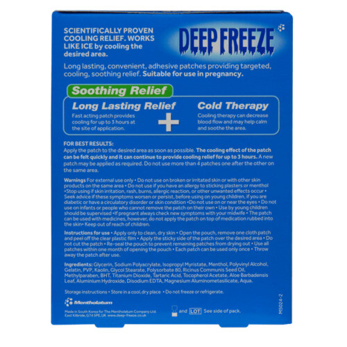 Deep Freeze Pain Relief Cold Patch Long Lasting - 4 Adhesive Patches 1