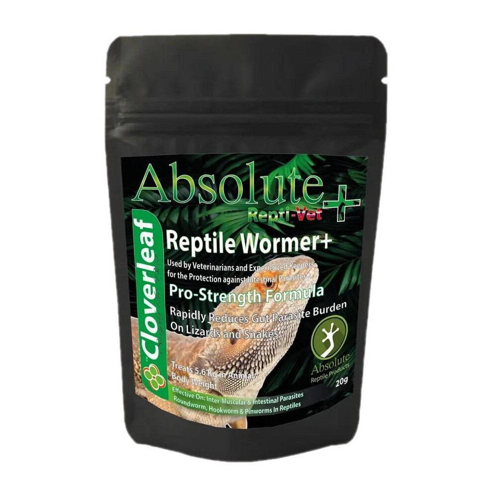 Cloverleaf Absolute Repti-Vet Reptile Wormer + 20G - Parasite Treatment For Lizards And Snakes