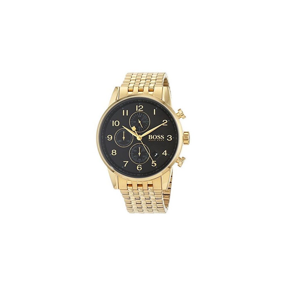 BOSS Chronograph Quartz Watch for Men with Gold Coloured Stainless Steel Bracelet - 1513531