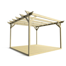 (Light Green (Natural)), 2.4m x 2.4m (with 4 posts)) Pergola and decking kit (Longhorn design)