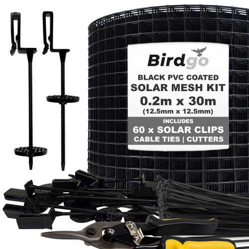 Birdgo Black PVC Coated Mesh & Clip Kit Solar Panel Pigeon Bird Control