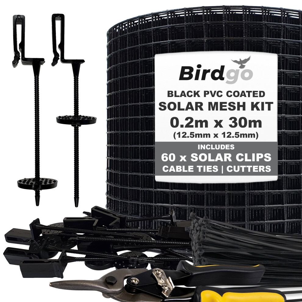 Birdgo Black PVC Coated Mesh & Clip Kit Solar Panel Pigeon Bird Control-image-OPC-P78RSZ5-NEW