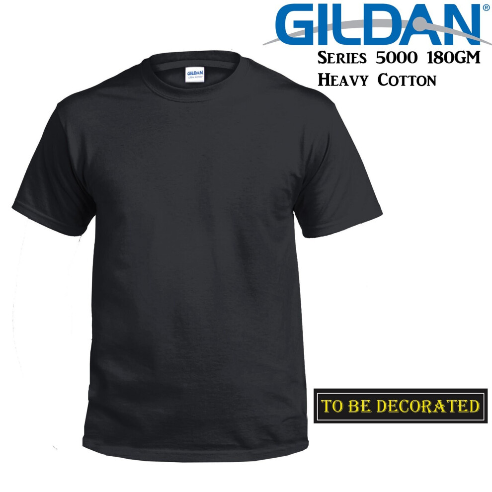 (XL) Gildan T-SHIRT Black Basic tee S M L XL XXL 3XL 4XL 5XL Men's Heavy Cotton