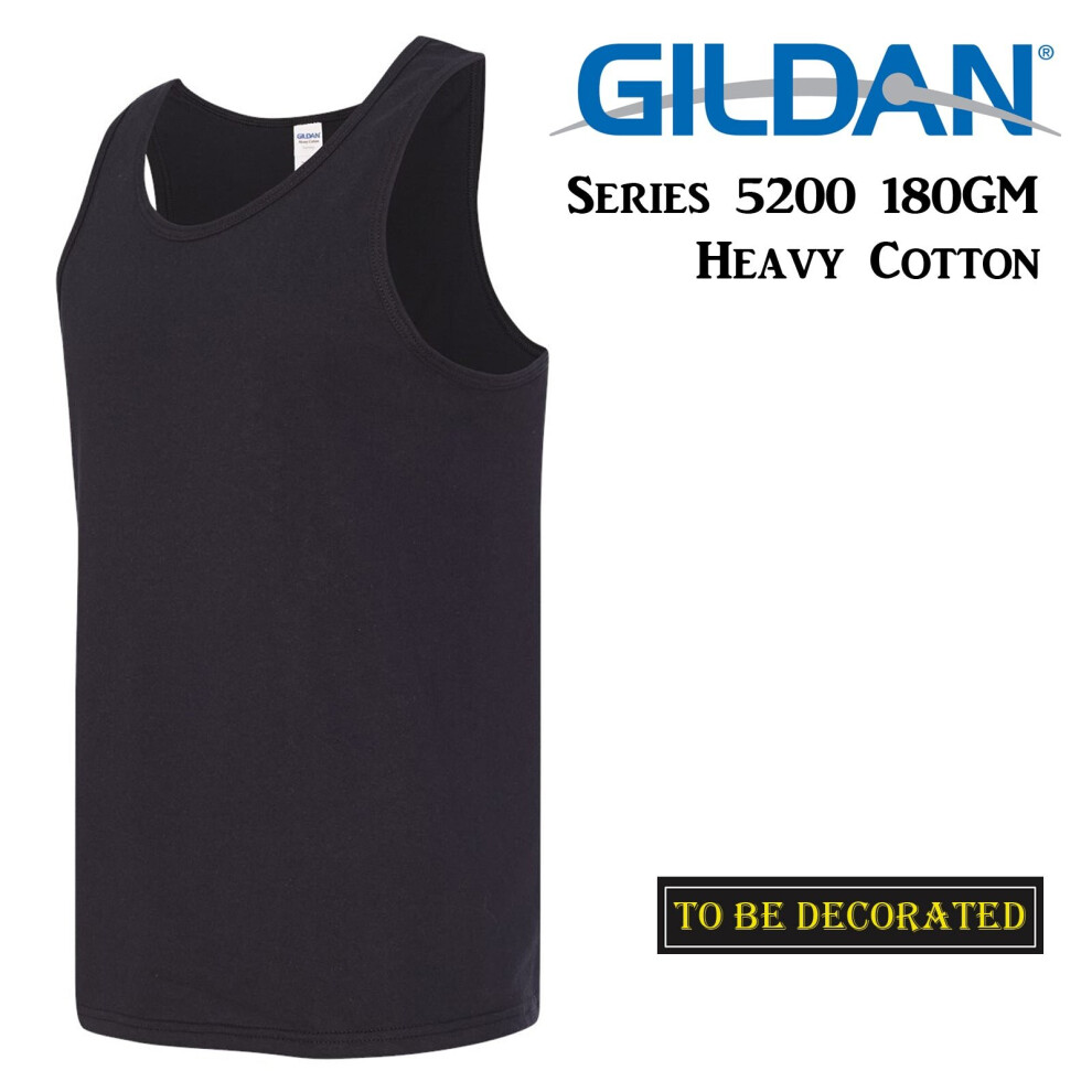 (S) Gildan Black Tank Top Singlet Shirt S - 3XL Small Big Men's Heavy Cotton