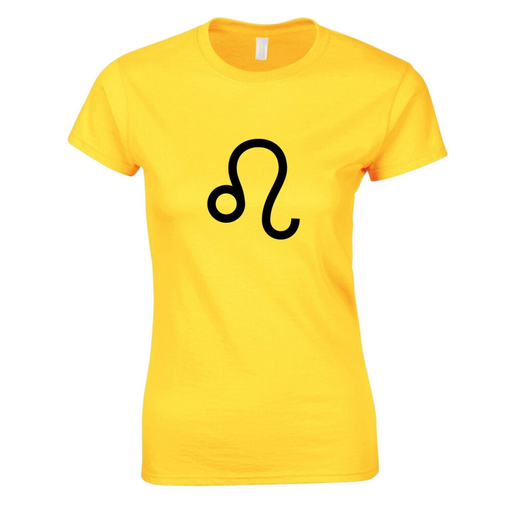 (Yellow, M) Leo Lion Zodiac Horoscope Astrological Symbol Sign Ladies Women T Shirt Tee Top