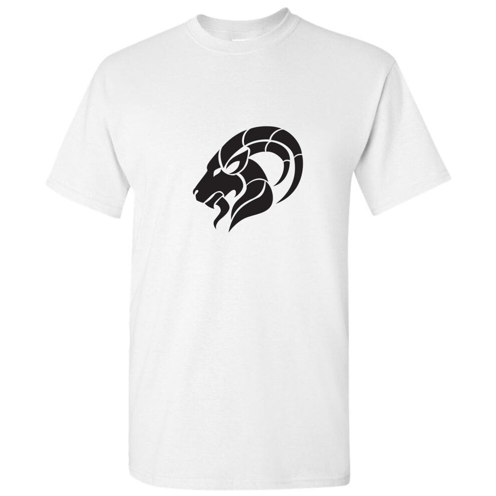 (White, M) Capricorn Goat Zodiac Horoscope Astro Sign Symbol Men T Shirt Tee Top