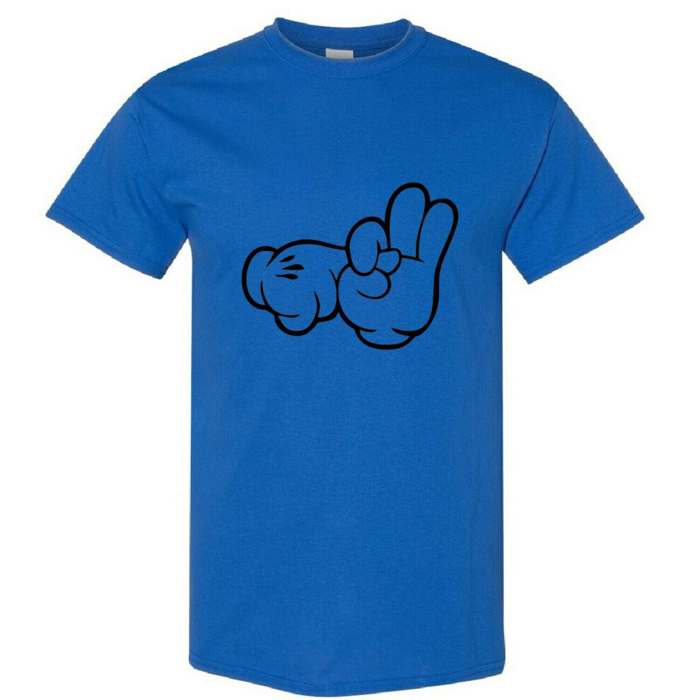 (Royal, L) Mickey Mouse Glove Hands Sex Finger Rude Funny Art Men T Shirt Tee Top