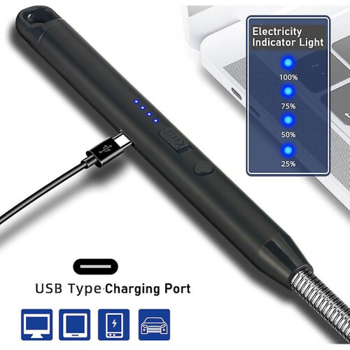 (Black) Electric Lighter Flexible Arc Ignition Gun Windproof Lighter For Candles Cooking 2