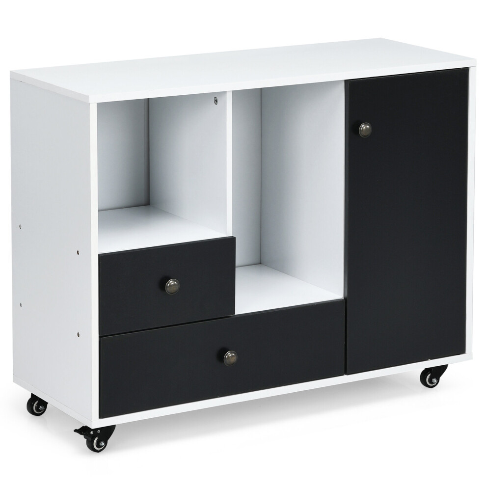 2-Drawer Rolling File Cabinet Lateral Mobile Filling Cabinet Office