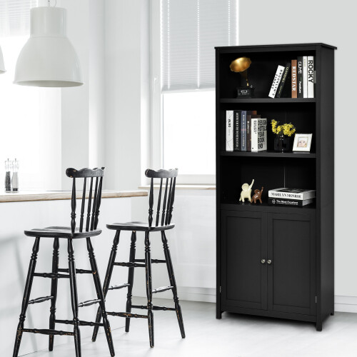 Costway Bookcase Shelving Storage Cabinet Standing Wooden Display Bookcase 2