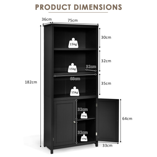 Costway Bookcase Shelving Storage Cabinet Standing Wooden Display Bookcase 1