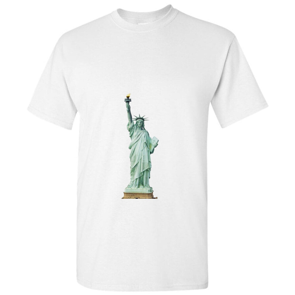 (5XL) USA US New York Harbor Statue of Liberty White Men T Shirt Tee Top