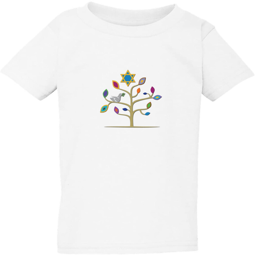 (Small / 2T / 1-2 YO) Traditional Jewish Happy Passover Tree White Kids Boys Girls T Shirt Tee Top