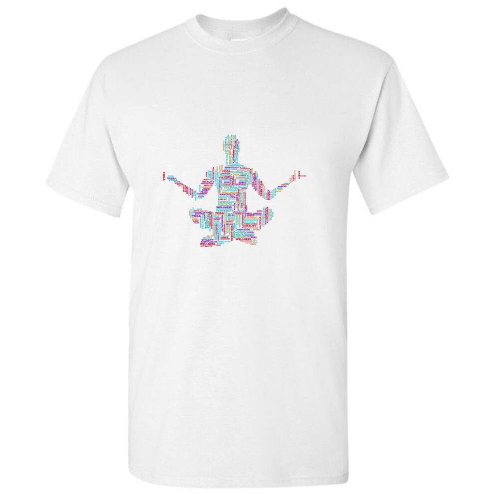 (5XL) Unique Yoga Pose Human Logo Thai 3D Art White Men T Shirt Tee Top