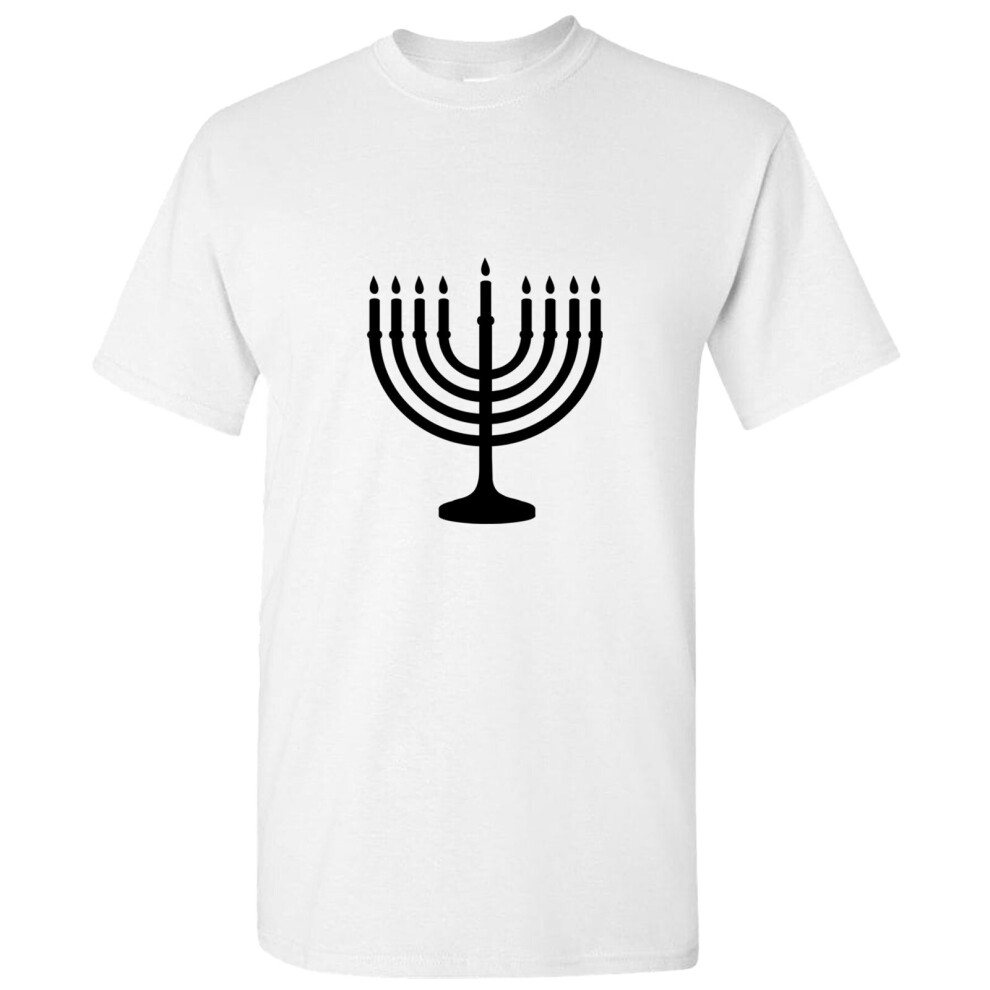 (White, 2XL) Traditional Jewish Judism Festival Celebration Hanukkah Men T Shirt Tee Top Logo