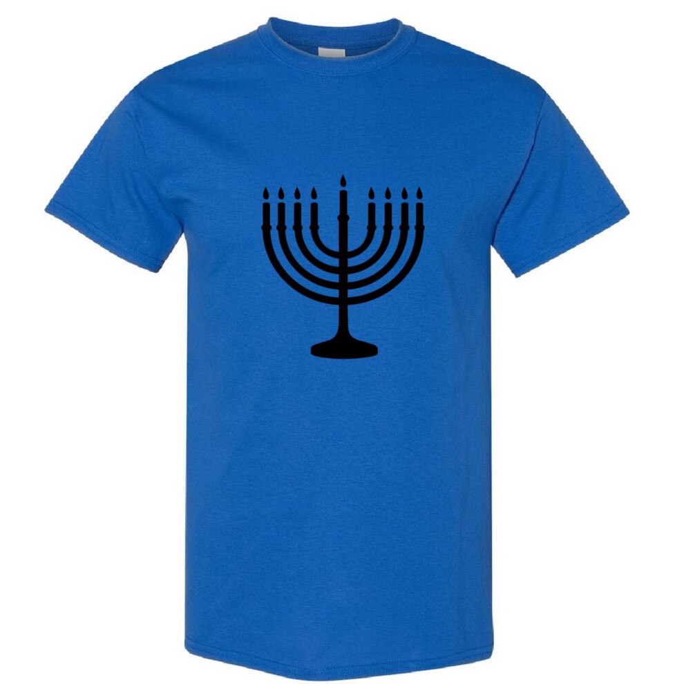 (Royal, M) Traditional Jewish Judism Festival Celebration Hanukkah Men T Shirt Tee Top Logo