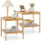 Costway Bamboo Nightstand Set of 2 Side Table Square Lightweight End Table 1