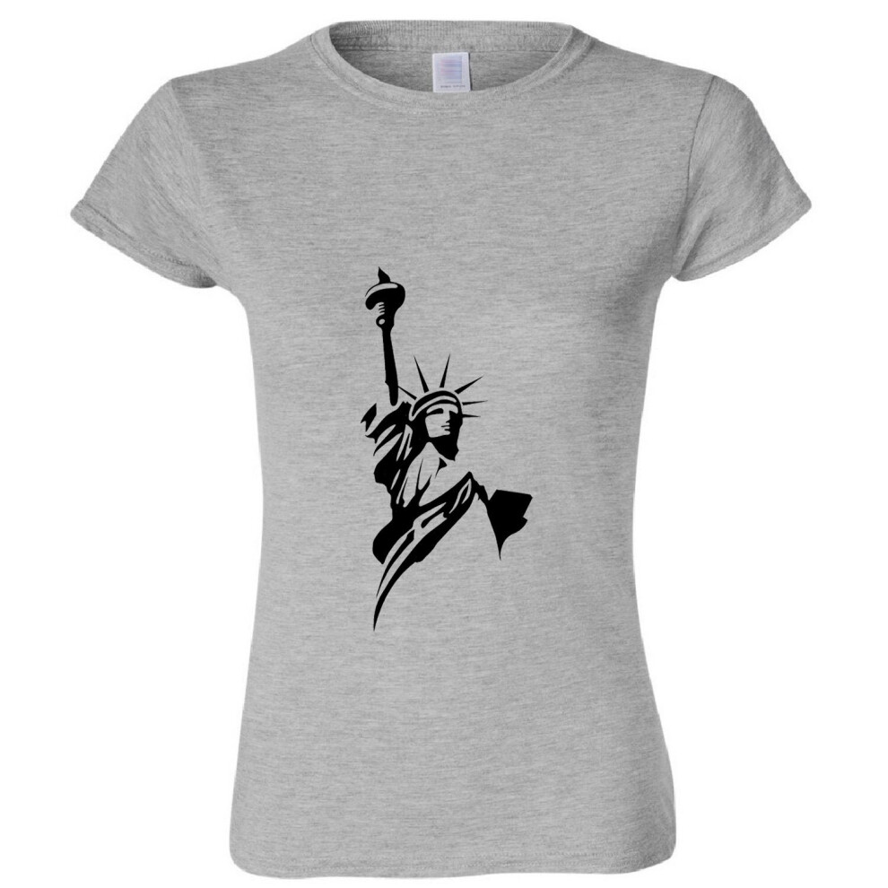 (Sport Grey, M) USA New York Harbor Statue of Liberty United States Ladies Women T Shirt Tee Top