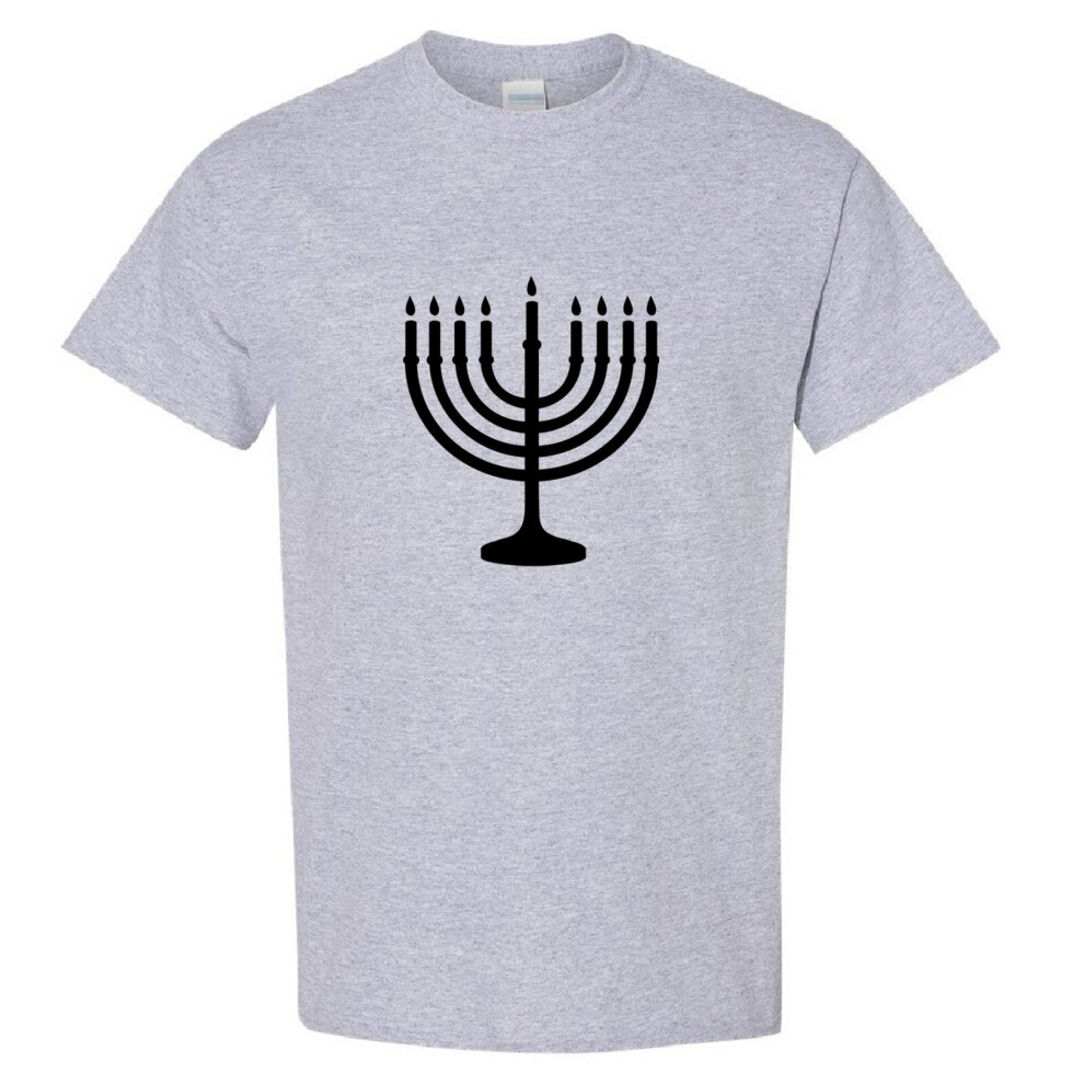 (Sport Grey, L) Traditional Jewish Judism Festival Celebration Hanukkah Men T Shirt Tee Top Logo