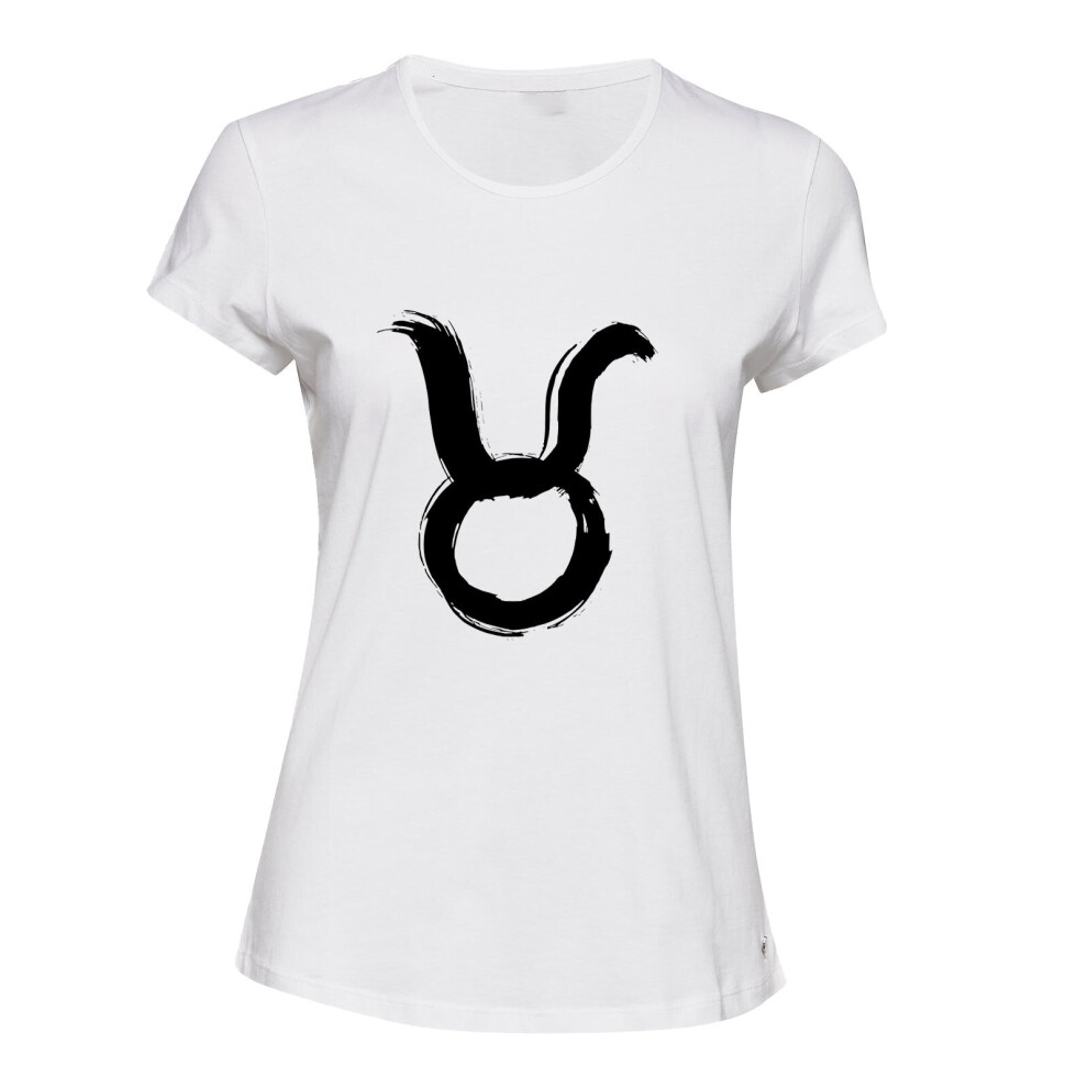 (White, 2XL) Taurus Zodiac Horoscope Astrological Earth Sign Ladies Women T Shirt Tee Top