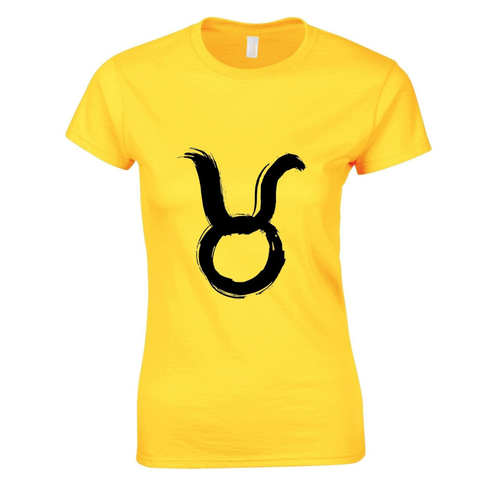 (Yellow, 2XL) Taurus Zodiac Horoscope Astrological Earth Sign Ladies Women T Shirt Tee Top