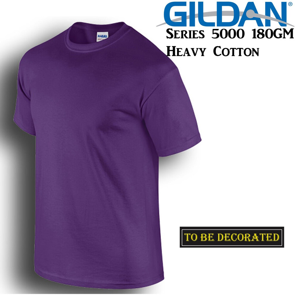 (M) Gildan T-SHIRT Purple basic tee S M L XL XXL XXXL Men's Heavy Cotton