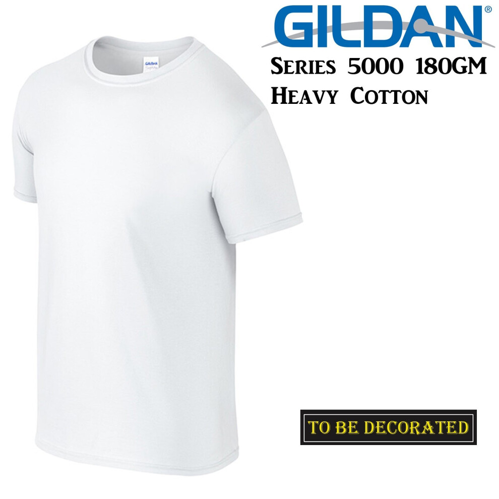 (M) Gildan T-SHIRT White Basic tee S M L XL XXL 3XL 4XL 5XL Men's Heavy Cotton