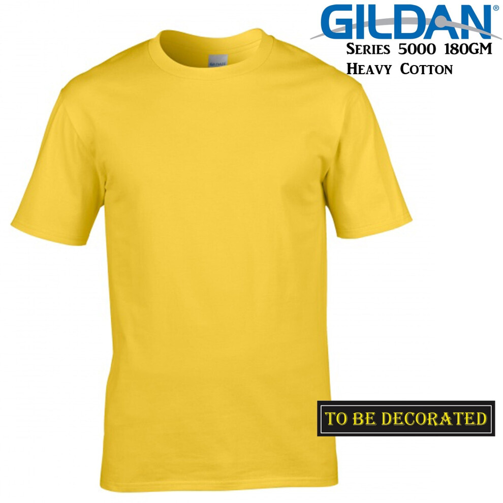 (L) Gildan T-SHIRT Daisy Yellow Basic tee S M L XL XXL XXXL Men's Heavy Cotton