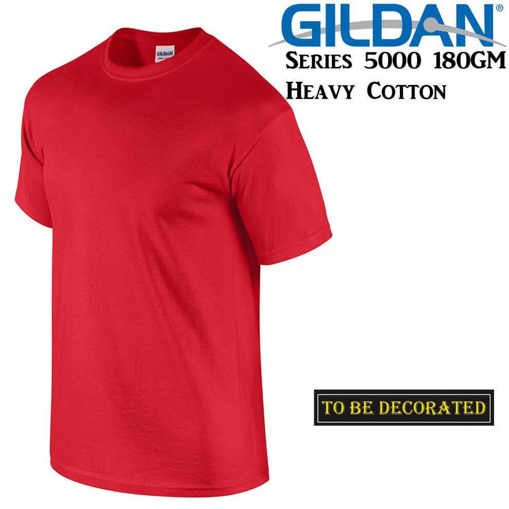 (S) Gildan T-SHIRT Red Basic tee S M L XL XXL 3XL 4XL 5XL Men's Heavy Cotton Premium