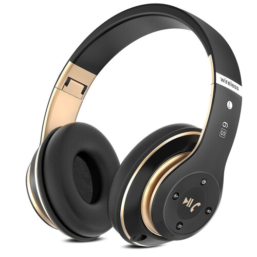 (Black) Wireless Headset Foldable Bluetooth Headphones Over Ear 40 Hours Playtime