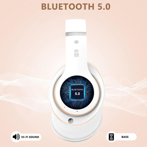 (White) Wireless Headset Foldable Bluetooth Headphones Over Ear 40 Hours Playtime 1