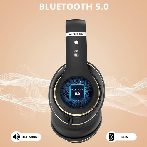 (Black) Wireless Headset Foldable Bluetooth Headphones Over Ear 40 Hours Playtime 2