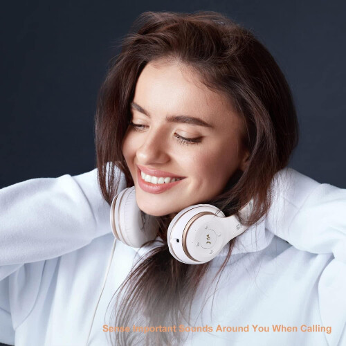 (White) Wireless Headset Foldable Bluetooth Headphones Over Ear 40 Hours Playtime 2