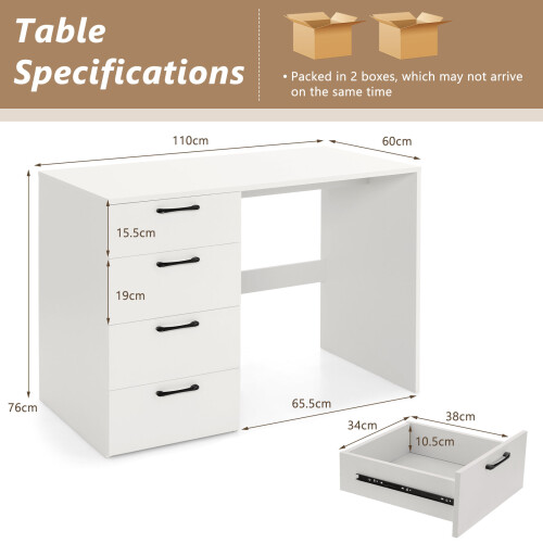 Costway 4-Drawer Computer Desk Modern Home Office Desk Laptop Executive Desk 2
