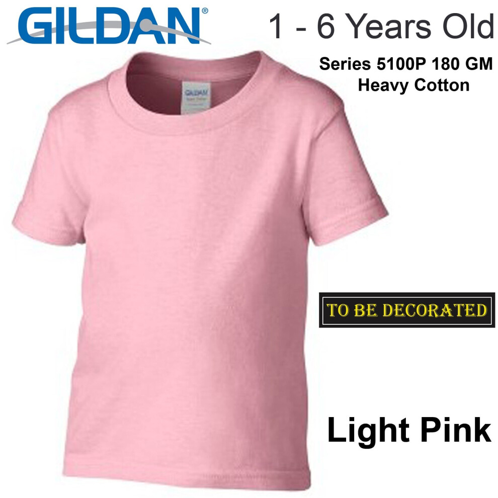 (Small / 2T / 1-2 YO) Gildan Light Pink T-SHIRT Tee Baby Toddler Youth Boy Girl Cotton