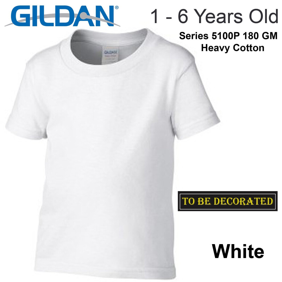 (Small / 2T / 1-2 YO) Gildan White T-SHIRT Tee Baby Toddler Youth Kids Boy Girl Cotton