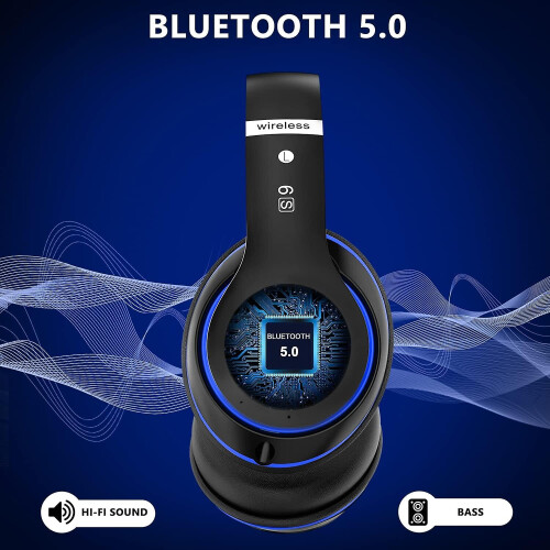 (Blue) Wireless Headset Foldable Bluetooth Headphones Over Ear 40 Hours Playtime 1