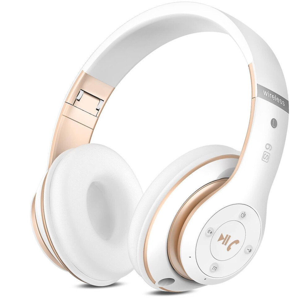 (White) Wireless Headset Foldable Bluetooth Headphones Over Ear 40 Hours Playtime White