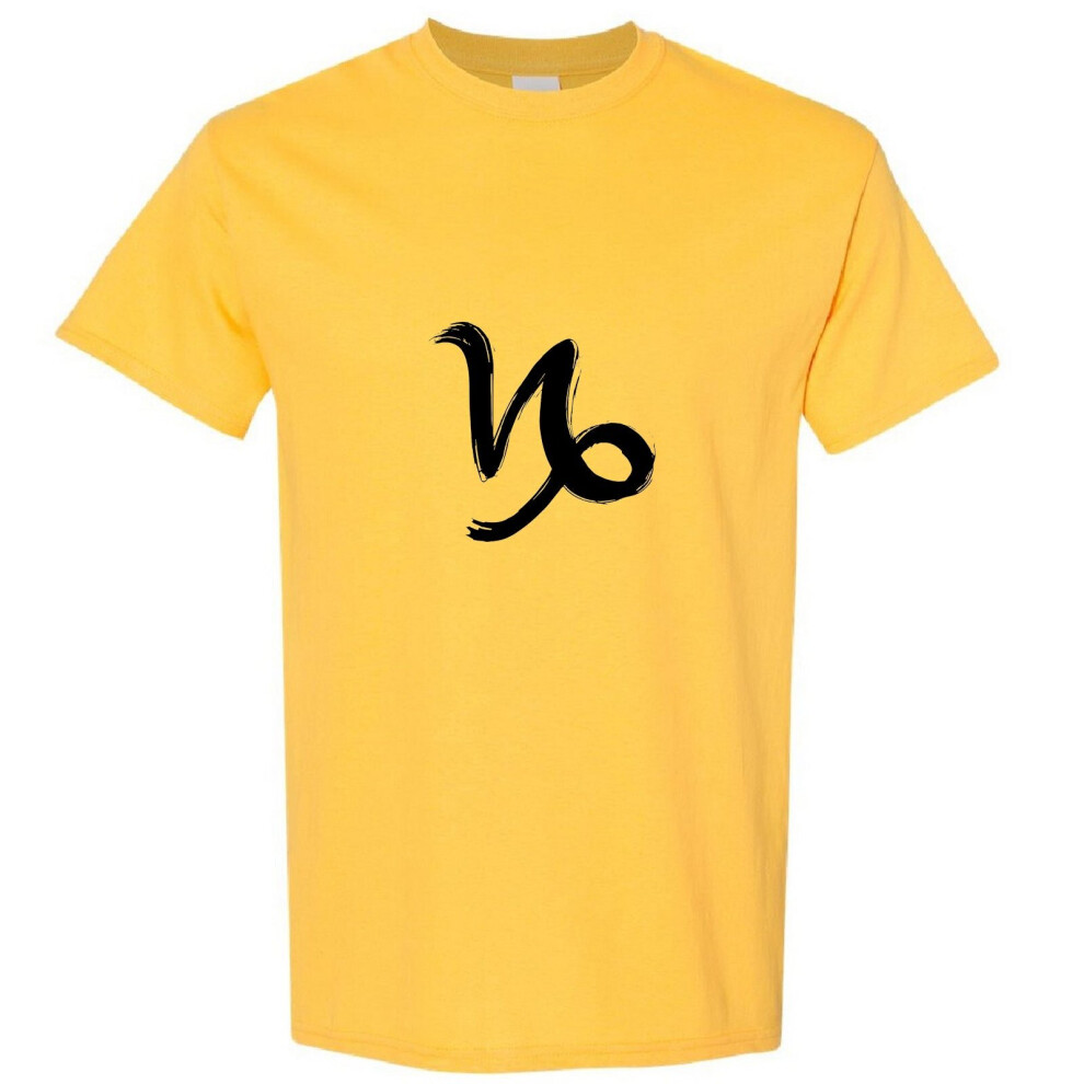 (Yellow, 2XL) Capricorn Sign Zodiac Horoscope Astrological Symbol Men T Shirt Tee Top