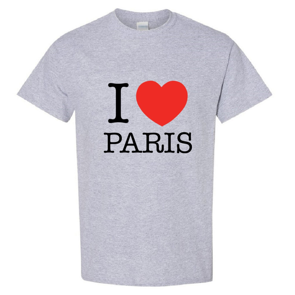 (Sport Grey, XL) I love Heart Paris France City French Fashion Men T Shirt Tee Top