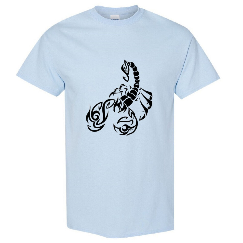 (Light Blue, L) Scorpio Scorpion Zodiac Horoscope Black Star Sign Men T Shirt Tee Top