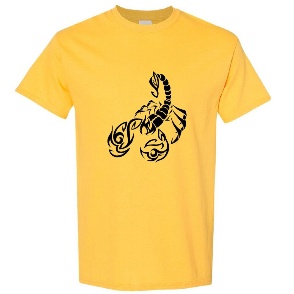 (Yellow, XL) Scorpio Scorpion Zodiac Horoscope Black Star Sign Men T Shirt Tee Top