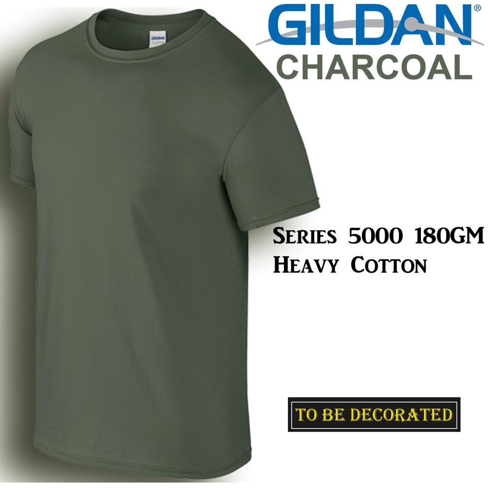 (XL) Gildan T-SHIRT Charcoal basic tee S-5XL Small Big Men's Heavy Cotton