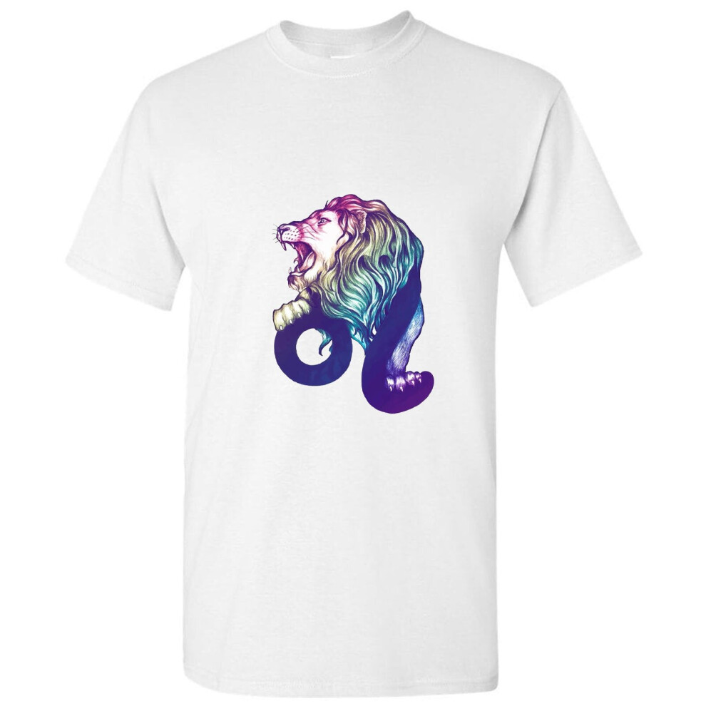 (XL) Leo Lion Roar Zodiac Horoscope Astrological White Ladies Women T Shirt Tee Top